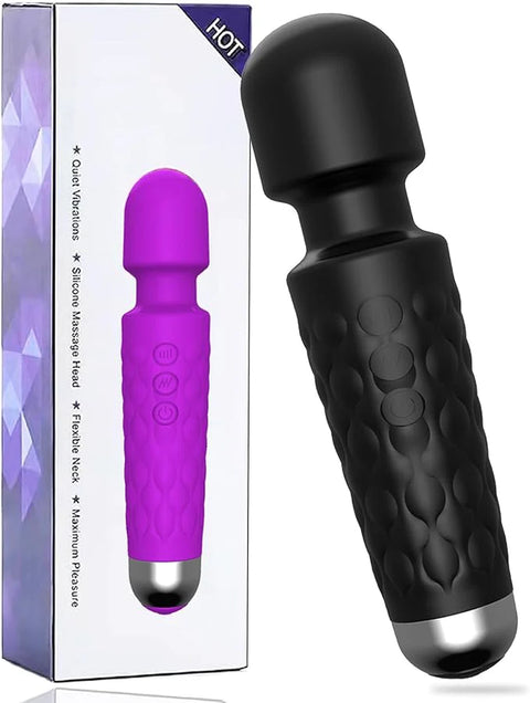 WAND Electric Back Massager - 8 Speeds 20 Modes - Rechargeable&Waterproof&Quiet Handheld Deep Tissue Neck Back Massager（Black）
