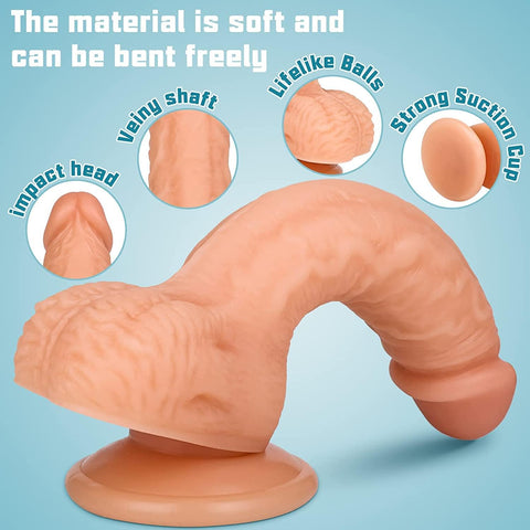 Realistic Dildo Feels Like Skin Body-Safe Material G spot Stimulator Dildos with Strong Suction Cup for Hands-Free Play Sex Toys for Adult