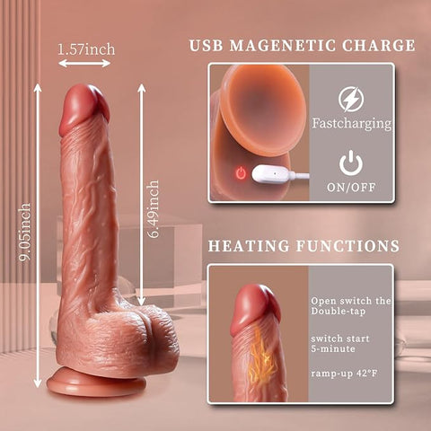 Realistic Dildo Vibrator Sex Toys for Women Thrusting Dildos with Suction Cup 9 Vibrations & 3 Thrusting Modes, Heating Modes Swing Penis with Remote Control Female Couple Adult Toys & Games for Women