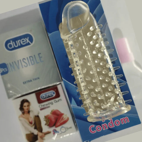 Washable Reusable Silicon Crystal Spike Condom with Bubble and Durex Condom