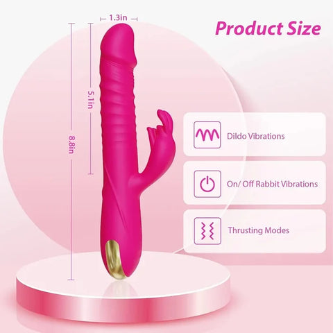 USB Rechargeable Thrusting Rabbit Massager – 10 Vibration Modes, 3 Thrusting Speeds